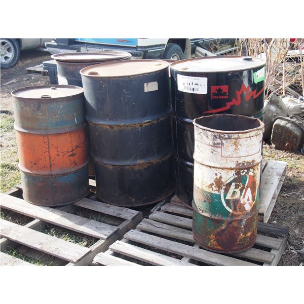 B/A Garbage Can and Metal Oil Barrels