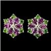Image 1 : Natural Rhodolite, Chrome Diopside, & Sapphire Earrings