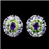 Image 1 : Natural Tanzanite Amethyst Chrome Diopside Earrings
