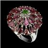 Image 1 : Natural Pink Tourmaline, Chrome Diopside Ring