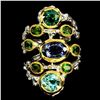 Image 2 : Natural Stunning Blue Tanzanite, Zircon & Diopside Ring