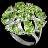 Image 3 : NATURAL APPLE GREEN PERIDOT FLOWER RING