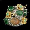 Image 1 : Natural Top Green Emerald & Rough Sapphire Ring