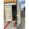 Image 2 : NEW 9' BEIGE COMMERCIAL OFFICE SHIPPING CONTAINER WITH SIDE MAN DOOR, BARRED WINDOW & DUAL REAR