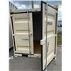 Image 2 : NEW 8' BEIGE COMMERCIAL OFFICE SHIPPING CONTAINER WITH SIDE MAN DOOR, BARRED WINDOW & DUAL REAR