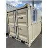 Image 1 : NEW 8' BEIGE COMMERCIAL OFFICE SHIPPING CONTAINER WITH SIDE MAN DOOR, BARRED WINDOW & DUAL REAR