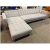 Image 1 : GREY BUTTON BACK SECTIONAL INTERCHANGEABLE SOFA (LEFT OR RIGHT CHAISE OPTION)