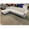 Image 2 : GREY BUTTON BACK SECTIONAL INTERCHANGEABLE SOFA (LEFT OR RIGHT CHAISE OPTION)