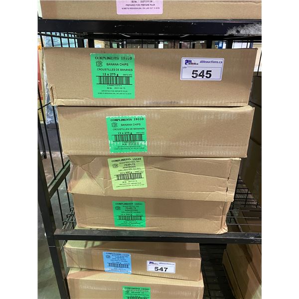 4 BOXES OF ASSORTED DRIED GOODS (BANANA CHIPS & PEANUTS)
