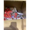 Image 1 : BOX OF ASSORTED STORE GOODS (XMAS SOCKS, XMAS MASKS, JEWELRY, LIP BALM, ETC)