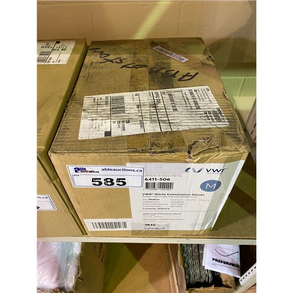 10 BOXES OF VWR NITRILE EXAMINATION GLOVES (SIZE MEDIUM)