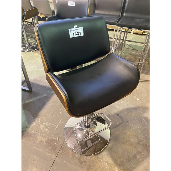 ADJUSTABLE + SWIVEL VIENNA BLACK LEATHER BAR STOOL