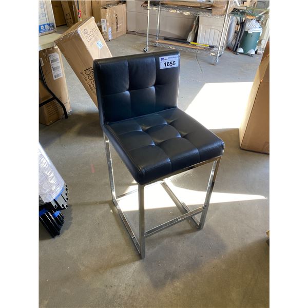 25" TALL BLACK LEATHER STOOL