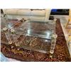 Image 2 : TRANSPARENT COFFEE TABLE 39 X 39 X 17" WITH 2 MATCHING SIDE TABLES 27 X 27 X 17"
