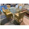 Image 2 : GLASS TOP TRANSPARENT BASE DINING TABLE WITH 6 PADDED LOUNGE STYLE CHAIRS