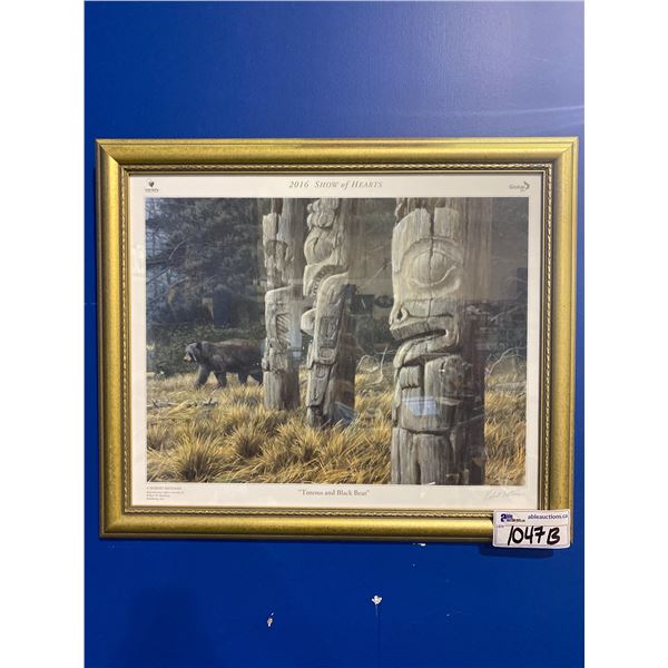 FRAMED ROBERT BATEMAN PRINT "TOTEMS SAND BLACK BEAR"