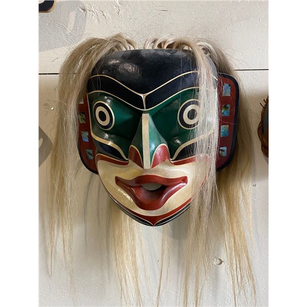 CARVED WEST COAST FIRST NATIONS MASK CARVED BY JAY BRABANT, STUDY OF WILLISE WEED KWNA-QWA