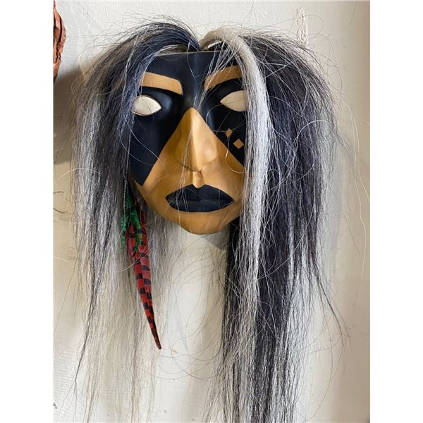 CARVED WEST COAST FIRST NATIONS MASK TITLES 'GHOST DANCER' BY GENE BRABANT AND G. W. HARVEY