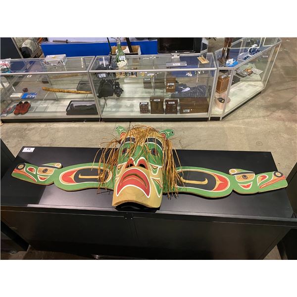 ROBERT THOMAS SEA SERPENT MASK WITH CEDAR BARK HAIR APPROX 30" X 84"
