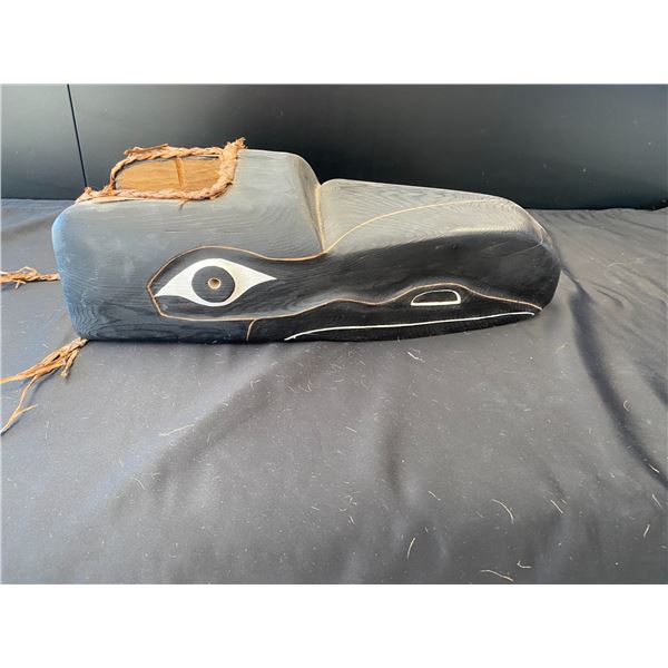 WEST COAST FIRST NATIONS CARVED AND PAINTED RAVEN MASK APPROX 21" X 6.5"