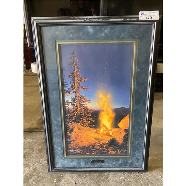 FRAMED & SIGNED LEP 4933/7263 BY STEPHEN LYMAN TITLED "SUNSET FIRE" WITH COA & INFO CARD