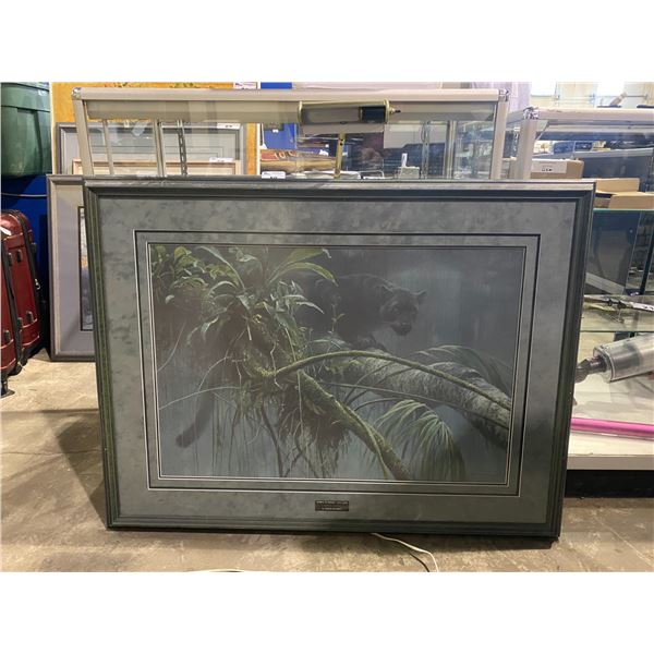 FRAME & SIGNED LEP 6038/9000 BY ROBERT BATEMAN TITLED "SHADOW OF THE RAINFOREST - BLACK PANTHER"