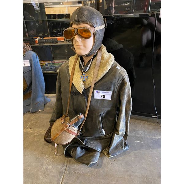 MANNEQUIN WITH VINTAGE WAR CLOTHING & CAP