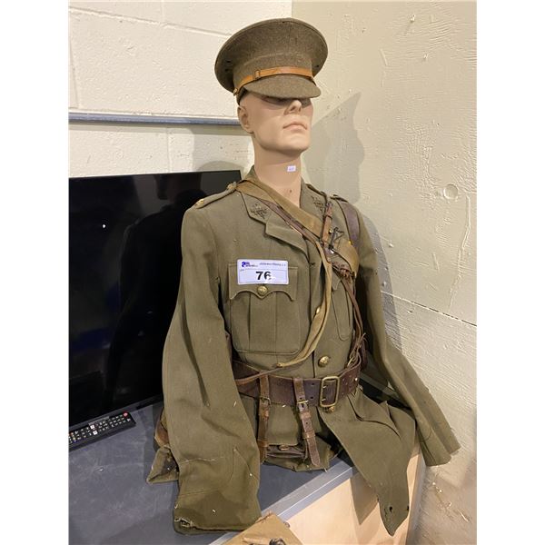 MANNEQUIN WITH VINTAGE WAR CLOTHING & HAT