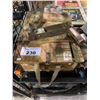 Image 2 : VINTAGE WOOD CRATE, FLASK, POUCHES, BAG, METAL CANISTER, ETC