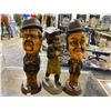 Image 1 : 3 WOOD CARVED FIGURINES INCLUDING LAUREL AND HARDY