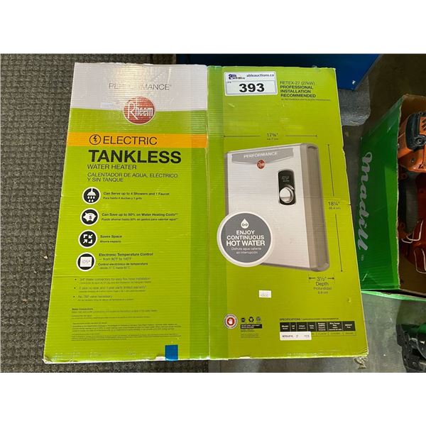 NEW RHEEM PERFORMANCE ELECTRIC TANKLESS WATER HEATER MODEL RETEK-27