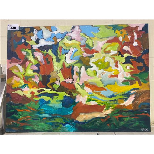 ORIGINAL OIL ON CANVAS PAINTING SIGNED BY LOCAL ARTIST TITLED ``GARDEN`` 36 X 48``