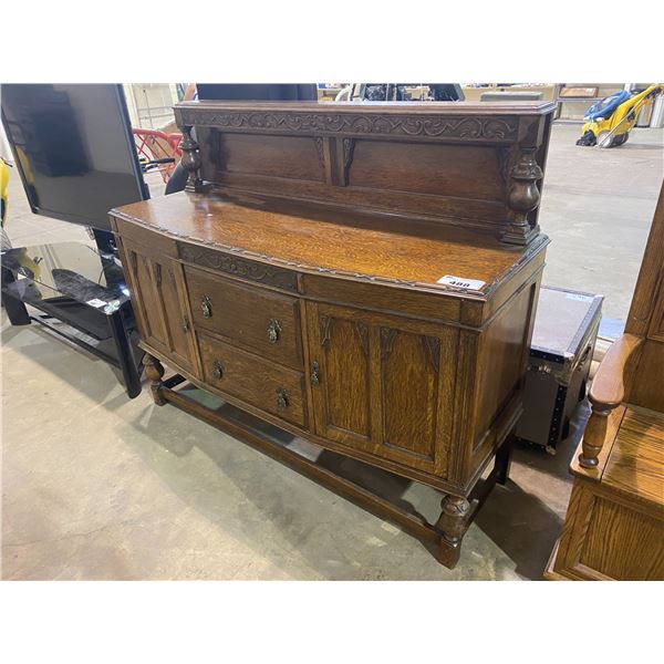 ANTIQUE OAK SIDE BOARD 59 X 19"