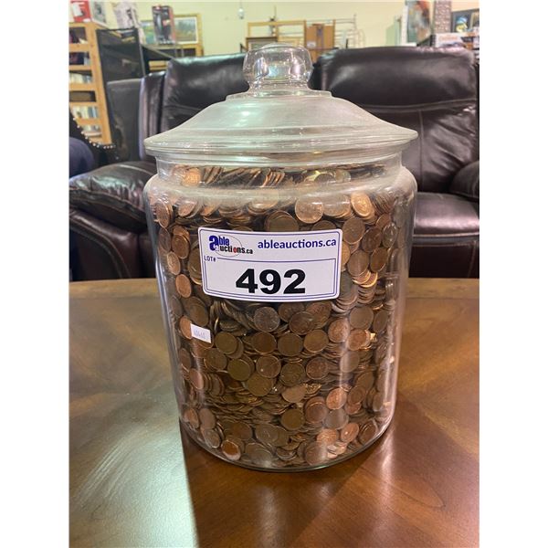 11 X 9" JAR OF PENNIES