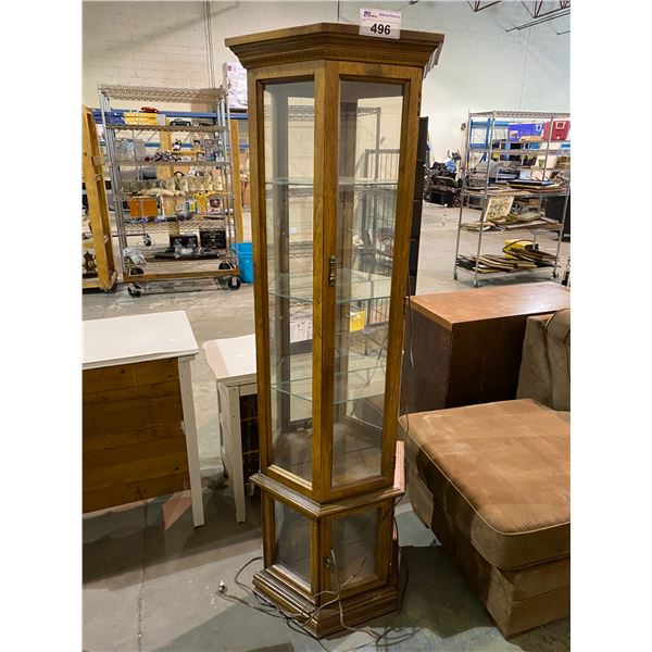 OAK CHINA CABINET 70.5 X 21"