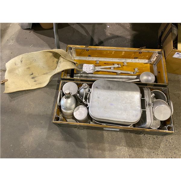 ALUMINUM MILITARY COOKWARE IN ORIGINAL CRATE