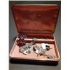 Image 1 : Vintage Pink Jewlery box with contents