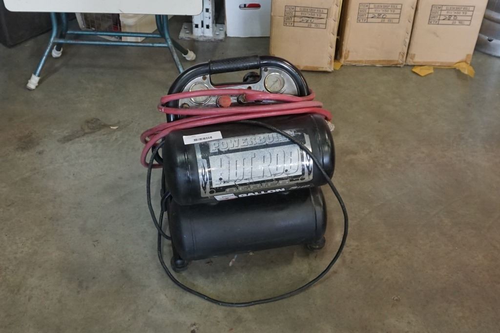 Powerbuilt Air Compressor Powerbuilt dual tank air compressor and hose