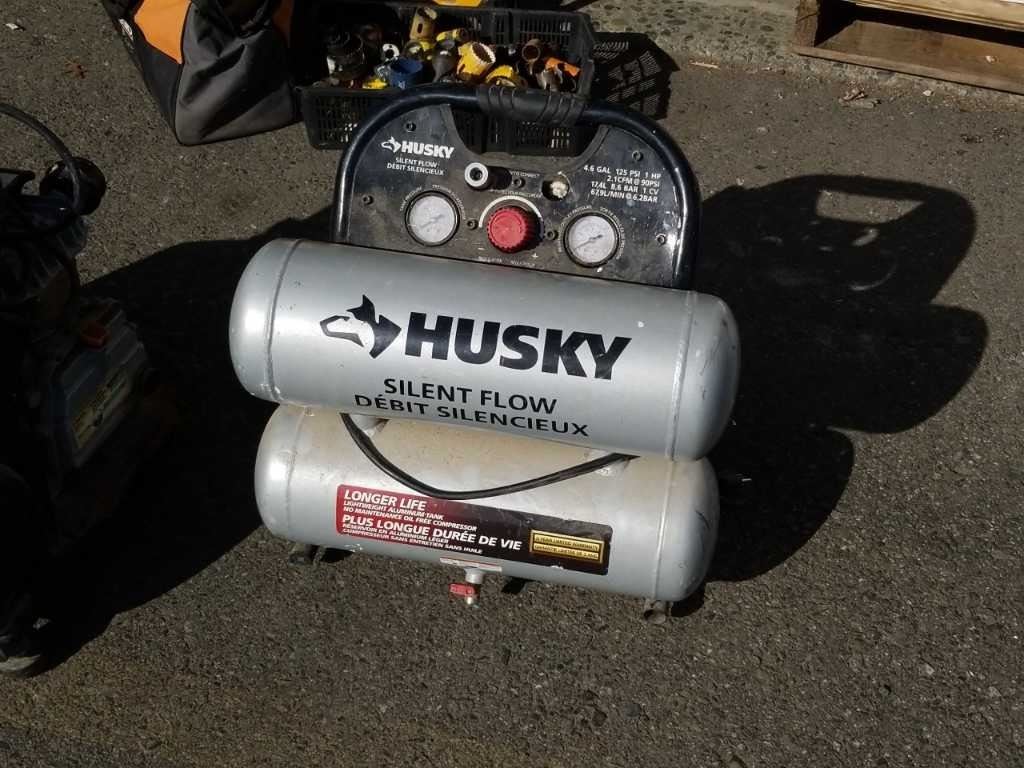 Powerbuilt Air Compressor Powerbuilt hot rod and husky silent flow dual tank air compressors both ...