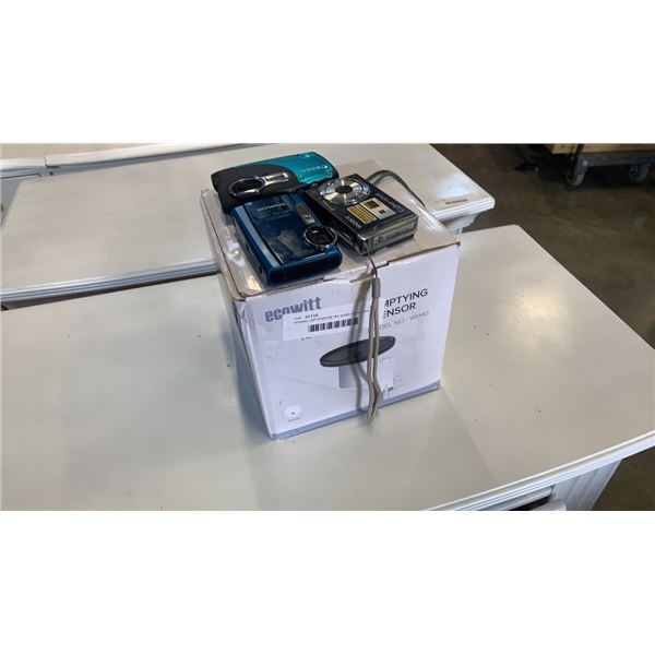 Wireless self-emptying rain gauge sensor and 3 digital cameras