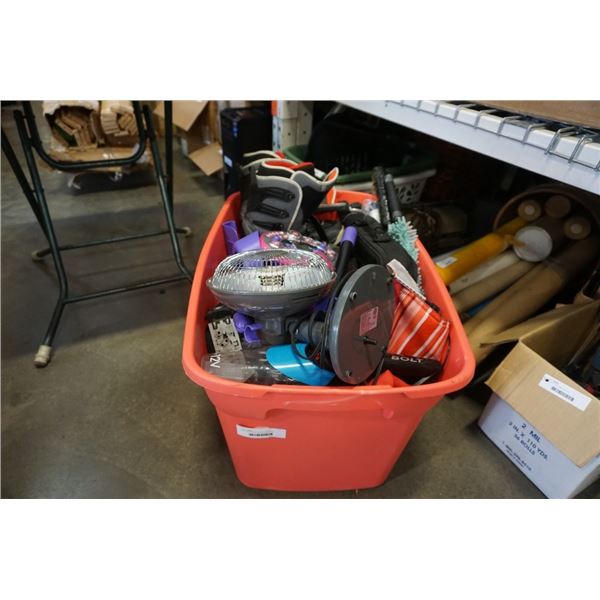 TOTE OF ESTATE GOODS, CORDLESS VACUUM, CAR RADIO, KIDS KARAOKE