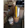 Image 1 : Cardboard barrel of plastic bags and a lot of cardboard tubes