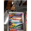 Image 2 : Approx 200 art pens, felts with box of hockey cards and coins