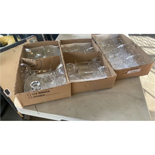 3 boxes of crystal stemware