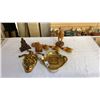 Image 1 : BRASS JESTER FACE AND PLATE, WOOD CARVED FIGURES AND SPOON