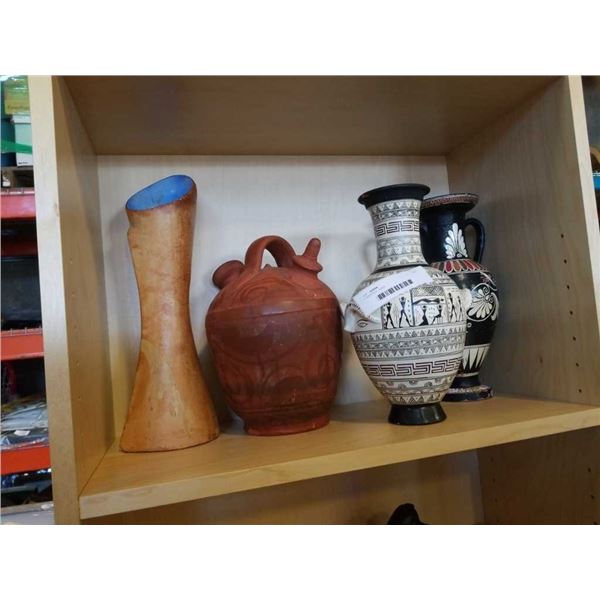4 PAINTED VASES