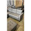 Image 3 : BRAND NEW GREY TUFTED REVERSIBLE SECTIONAL SOFA - RETAIL $899 COTTON LINEN FABRIC 5' X 7'