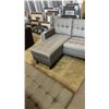 Image 4 : BRAND NEW GREY TUFTED REVERSIBLE SECTIONAL SOFA - RETAIL $899 COTTON LINEN FABRIC 5' X 7'