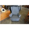 Image 2 : MODERN GREY WINGBACK BUTTONBACK CHAIR AND OTTOMAN