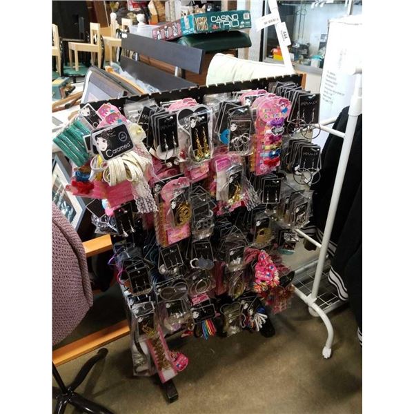 500 new hair accessories on pegboard display rack